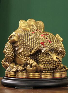招财金蟾摆件黄铜三足蟾蜍三脚金蝉店铺开业装饰财客厅办公室礼品