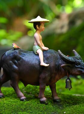 仿真小牛摆件桌面客厅装饰创意水牛农耕布景摆设可爱牧童骑牛礼品