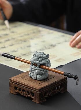 创意风狮爷石头工艺品桌面摆件高级感小众笔架镇纸书房装饰品礼品