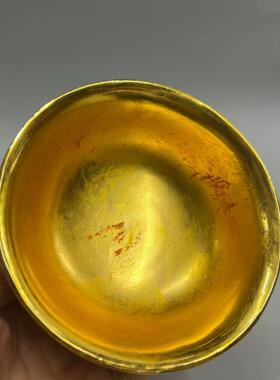 复古锌合金鎏金仿金镶宝石碗 金属工艺品摆件 文创市集仿古老物件