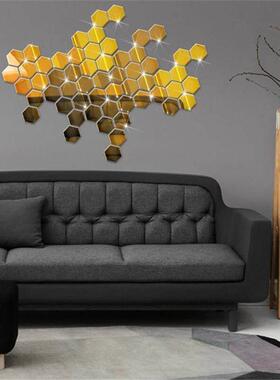 12Pcs 3D Mirror Wall Sticker Home Decor Hexagon Decorations