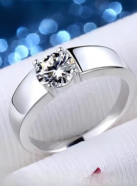 DR DAIS莫桑石戒指情侣对戒999纯银闭口一对钻戒结婚彷真求婚戒指