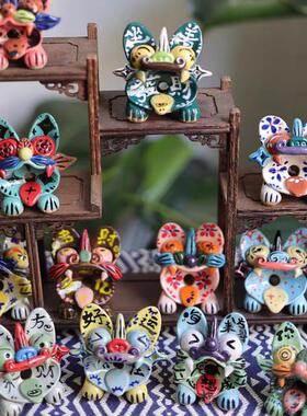 瓦猫手绘云南大理丽江手工陶瓷创意开业招财猫文创礼品开业摆件