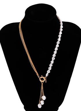 Baroque Simulated Pearls Long Tassel Pendant Necklace For Wo