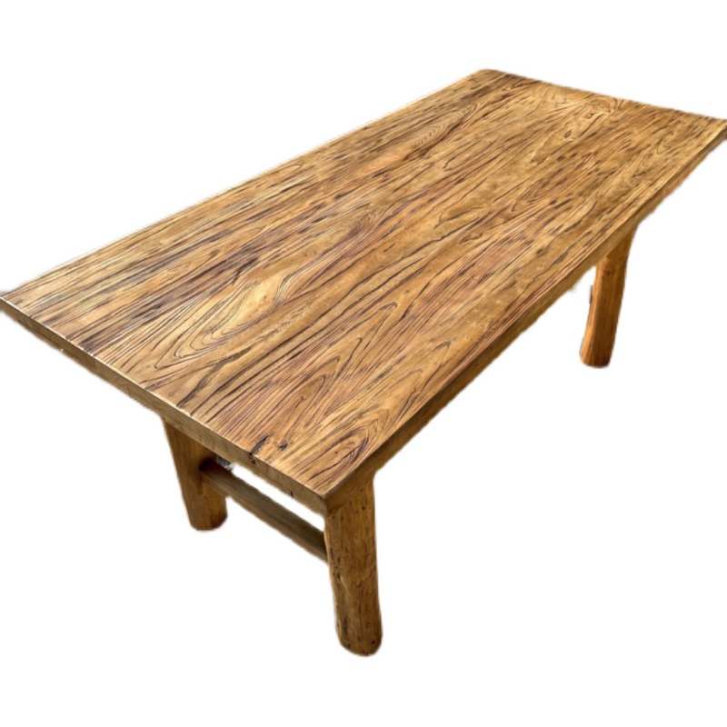 茶桌书桌台长条木板桌面原木实木餐桌子实老木桌复古榆怀旧家用茶 - 图3