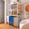 White lower hollow hole board shelf three-story balcony home storage rack basement luggage trolley box storage m1