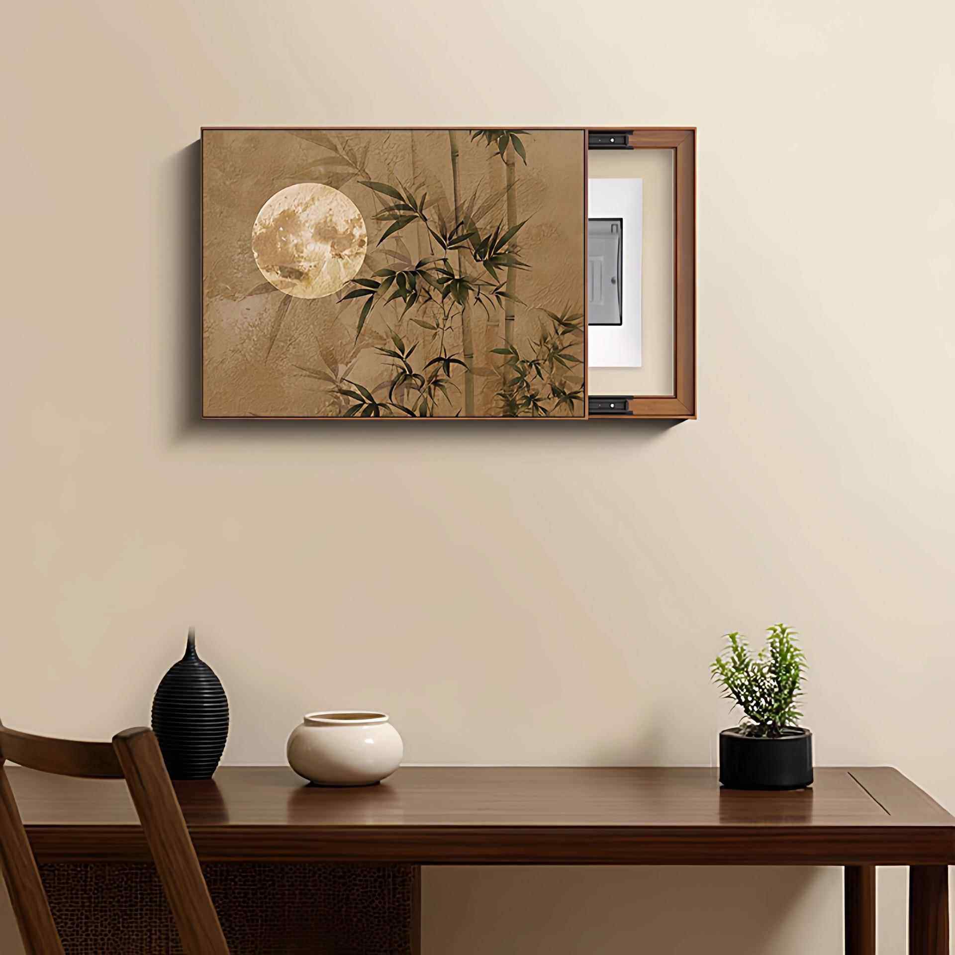 新中式免打孔表箱装饰画竹子餐98403170厅电源开关盒挂画电箱挡推 - 图3
