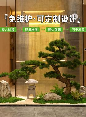 彷真绿色植物造景罗汉松景观橱窗楼梯下彷生装饰室内布置大型假树