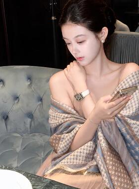 秋冬百搭披肩空调房围巾外搭女2026新款夏办公室仿毛毯保暖1014k