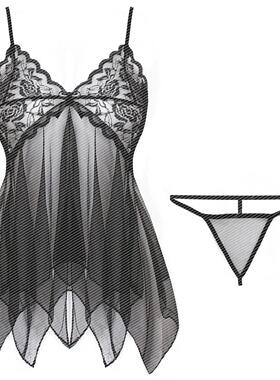 Sexy lingerie sexy women's suspender mesh nightdress