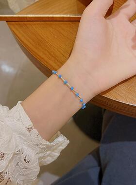小众设计蓝色串珠手链女韩国简约冷淡风百搭手链高级感手饰潮