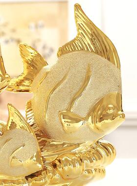 金鱼陶瓷摆饰客厅酒柜隔断柜装饰品创意家居房间摆设高档精致镂空