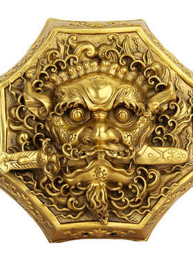 摆件 头铜咬狮挂件兽剑铜挂件 狮子铜