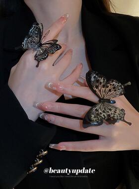 亚克力多层蝴蝶开口戒指辣妹甜酷风食指戒个性小众设计感指环