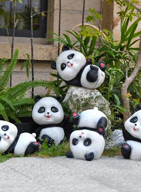 户外草幼儿园仿真熊猫仿真熊摆猫件花园庭装饰小区院坪园林景观雕
