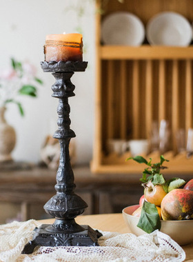 美式乡村铸铁蜡烛餐桌装饰摆件