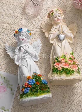 太创意阳能灯少女天使户外阳台花园雕像田园风氛围摆件精致装饰品