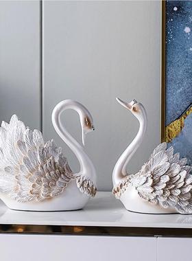 代轻奢情新侣天摆件家居客厅电视柜玄关酒S104香槟柜装饰品鹅乔迁