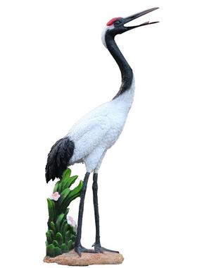 新户外仿真动物丹顶鹤花园装饰摆件仙鹤庭院景观水池景观雕塑小品