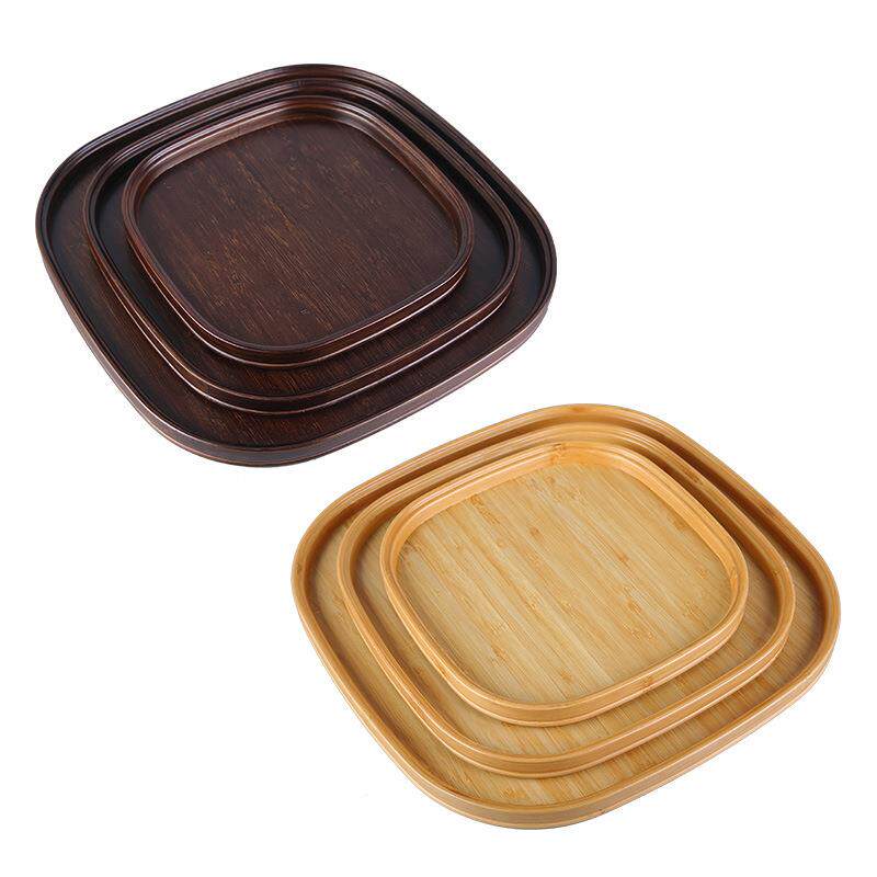 Bamboo plate walnut color dining tray simple hotel home tea set tea tray square dry tea table dinner plate