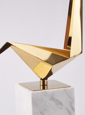 欧式板金属千纸鹤摆件酒店电样房软装饰品几何客厅视小鸟工HMS艺