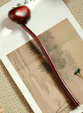小叶紫檀如意摆件手把件木制灵芝实木红木痒痒挠木雕手持中式礼品