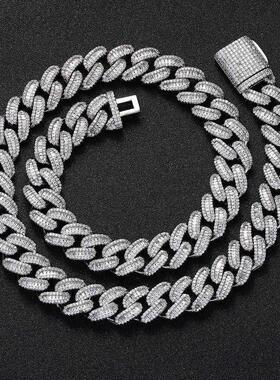 Hip Hop 15mm Mixed T Square Zircon Cuban Necklace Fashion Br