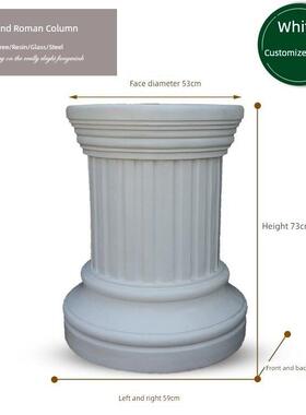 罗马柱欧式雕塑展示台白色圆形底座婚庆路引花园门厅摆件方形影视