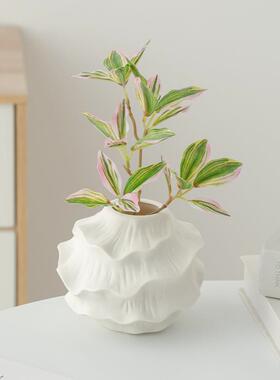 蜀门白色创意装饰干花花瓶水养陶瓷客厅玄关插花摆件轻奢高级感