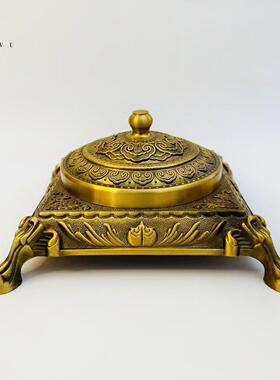 精品烟灰缸黄铜车载烟灰缸实用家居创意 个性烟灰缸 带盖摆件