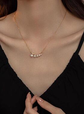 Chomel Kinsey月牙珍珠锁骨链 高级感渐变珍珠项链 原创设计感女