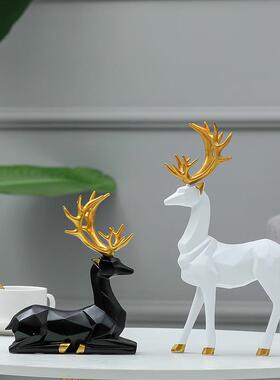 现代简约折纸鹿摆件创意家居客厅室内软装桌面装饰品树脂工艺品