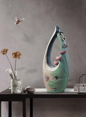 创意新中式茶桌流水摆件客厅茶室桌面水景观办公室循环水装饰摆设