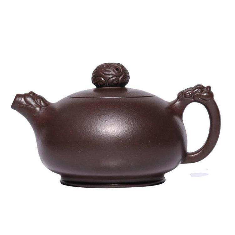 Yixing purple clay pot original mine old purple clay card cover double dragons playing with beads household kung fu teapot tea set