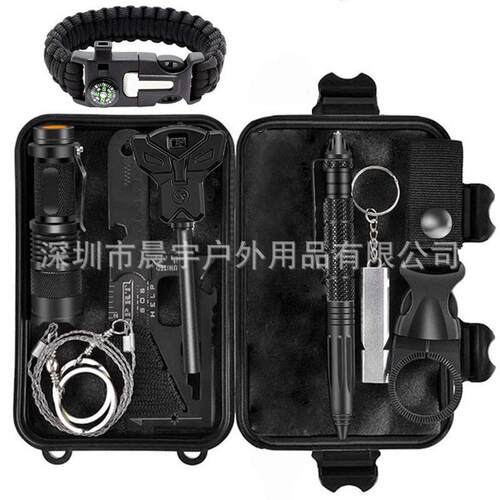 直销新款户外探险多功能求生工具套装亚马逊露营登山装备野营SOS - 图0