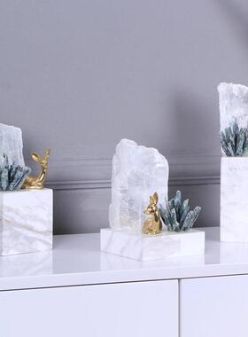 水晶石铜鹿摆件创意轻奢家居客厅酒柜电视柜隔断柜卧室装饰品摆设