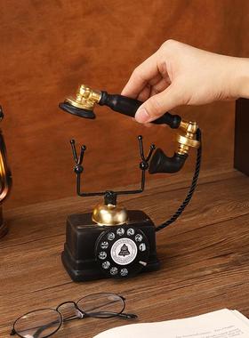 客厅柜子摆件高级感复古美式电话机酒吧拍摄道具怀旧电话机模型家