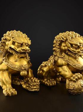 铜狮子摆件铜一对北京宫门狮狮子工艺品大号