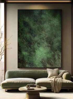手绘油画《何止青绿》抽象玄关装饰画立体厚肌理餐厅壁画客厅挂画