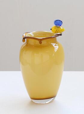 法式创意黄色蜜蜂装饰玻璃花瓶餐厅客厅插花水培家居装饰摆件北欧