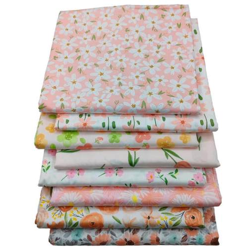 新品全棉斜纹印花布料DIY手工拼布春夏粉色花系纯棉碎花床品面料 - 图0