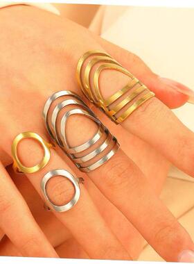 golden Silver Fashion Oval Ring open everyday rings金色戒指