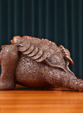 铜欣祥紫铜蟾蜍摆金件中式家钱居办公室TXX紫铜桌面装饰金吐宝蟾