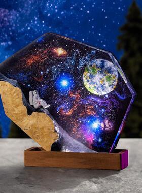 星空繁星蓝色星球地球宇宙星系太空人小夜灯床头灯气氛灯摆件礼物