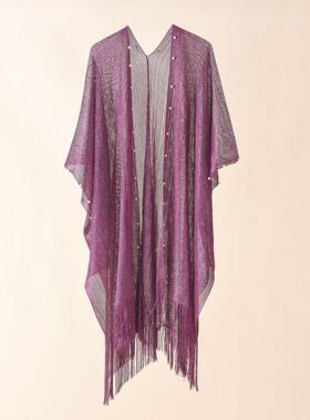 Sunscreen pearl tassel cardigan shawl