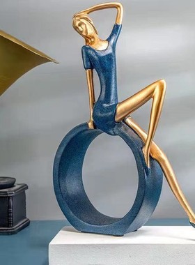 包邮 ok看书少女桌面摆件 客厅书房简约摆饰 轻奢家居树脂摆件