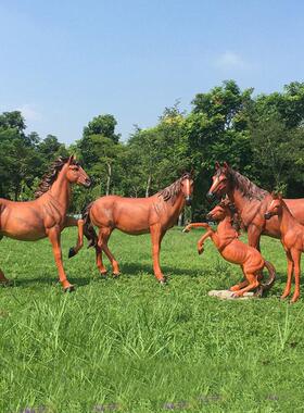 户外仿真马摆件玻璃钢动物雕塑庭院草坪别墅公园林景观楼盘装饰