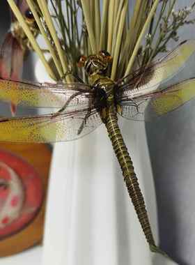 中国非遗文化工艺礼品摆饰创意礼品草编昆虫彷真蜻蜓家居小摆件装