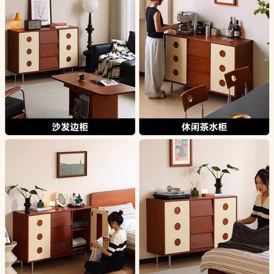 实木餐边柜音响边柜复古客厅餐厅收纳柜多功能储物柜