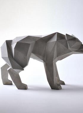 工业风真水泥动物摆件客厅玄关书房软装售楼处样板间创意家居饰品